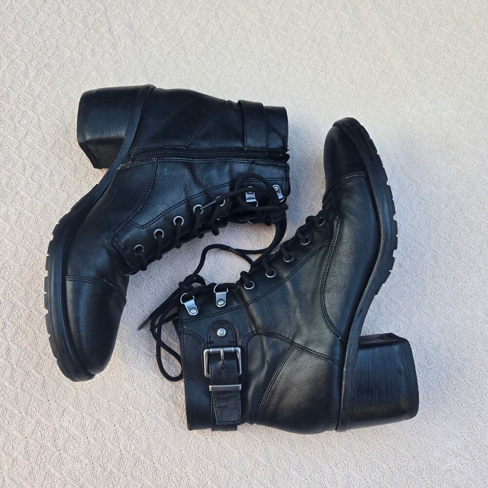 black chunky heel combat boots 9.5 grunge ♡